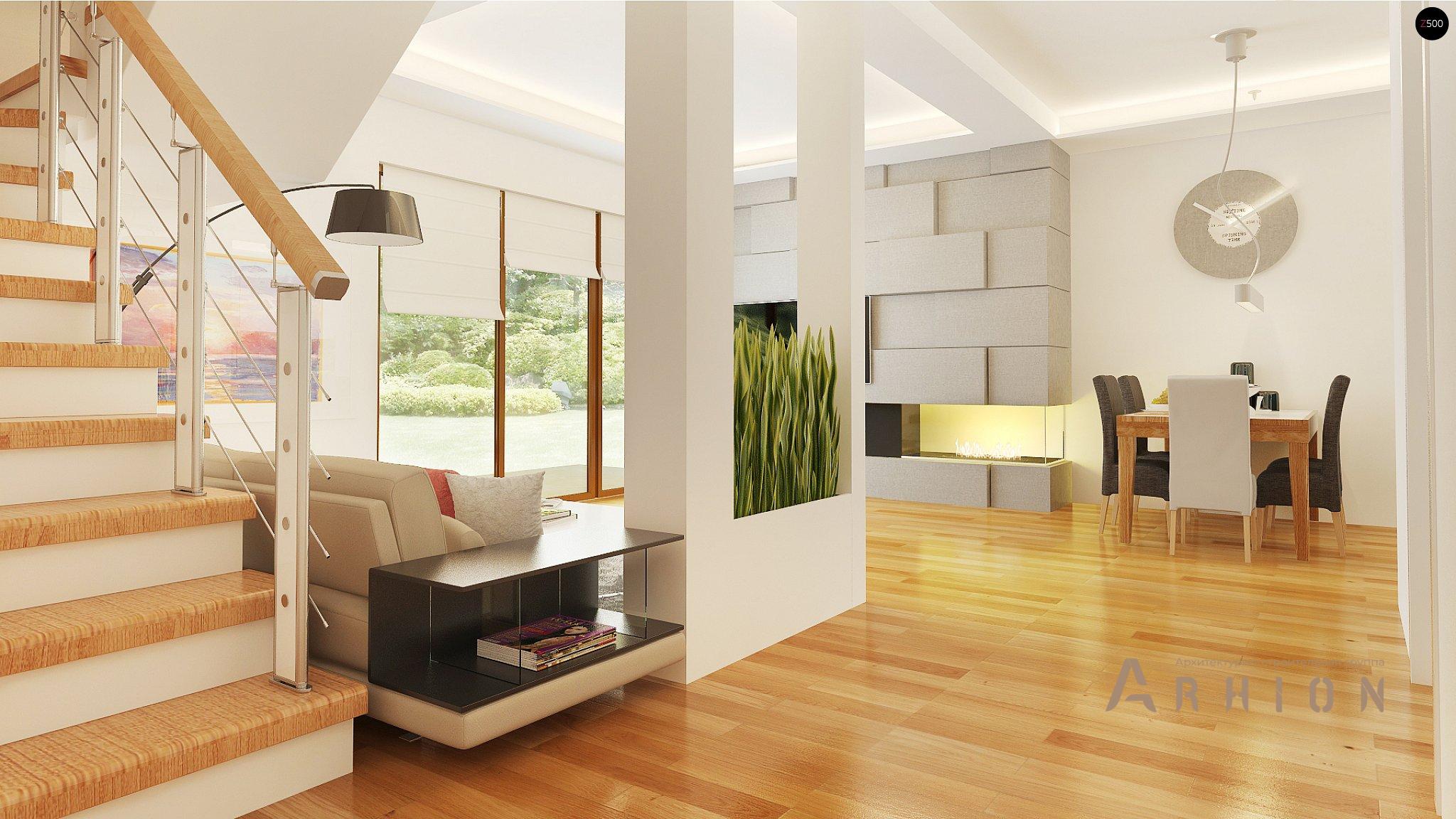 3. Проект одноэтажного дома в современном стиле с двускатной кровлей, Z210 GLt, площадью - 139 кв c мансардой, терассой, балконом, гаражом